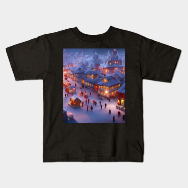 winter village Kids T-Shirt by mdr design